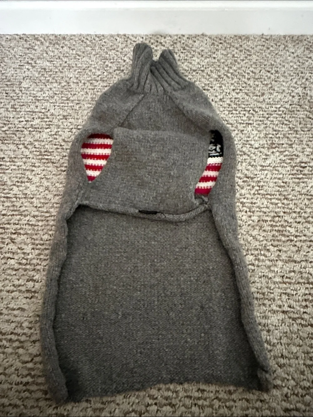 Grey Dog Sweater with American Flag Knit